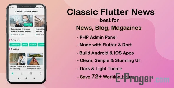Classic Flutter News App v1.0 - лучшее для новостей, блогов и журналов