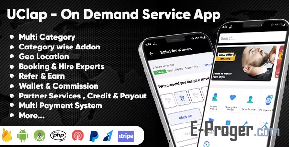 UClap v1.2 – On Demand Home Service App | UrbanClap Clone | Android App with Interactive Admin Panel